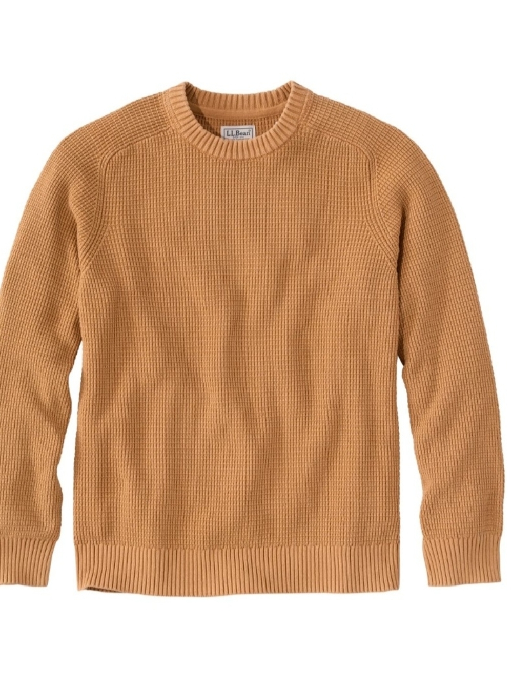 L.L. Bean Men’s Crewneck Knit Sweater in Camel